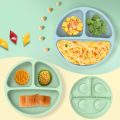 Food grade silicone split plate with strong suction for baby complementary food tableware. 