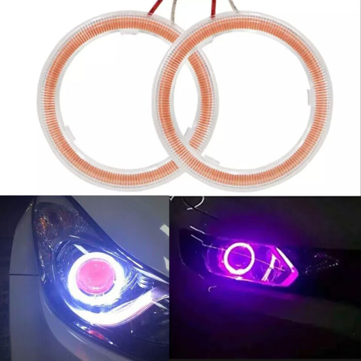 2pcs%20Car%20Headlight%20Cob%20Aperture%20Angel%20Eye%20LED%20COB%20White%20Light%20Circle%2060/70/80/90/100/110/120mm%20Motorcycle%20Moto%20Auto%20Lights%20-%20Image%202