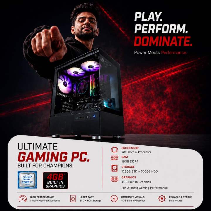 Intel Core i7 RAM 16 SSD 128GB Nvme M.2 Or HDD 500GB Graphics 4GB Built In For Ultimate Gaming Performance