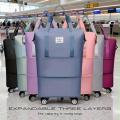 Trolley Large Capacity Folding Travel Bag | luggage bag with wheels Lightweight Waterproof Carry on Luggage Bag with Fixed Strap | Dry and Wet Separation Foldable Travel Duffel Bag. 
