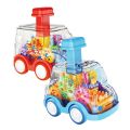 Children's Cartoon Press Gear Car Toy Lnertia Pull-back Transparent Car Baby Puzzle Sliding Toy Child Boy Girl 1-3 Year Old Gift. 