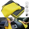 Ultra Soft Double-Layer Microfiber Towel, 30x30 cm - Scratch Proof for Car & Bike Wash, Multicolor. 