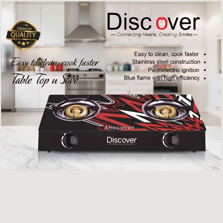 High Grade Glass Top Double Gas Cooker Cosmo Burner