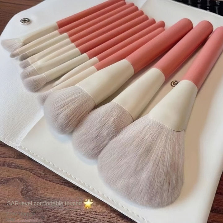 10 cream white/12 pink strawberry soft hair Makeup brush set eye shadow loose powder eyebrow brush foundation make-up powder blusher highlight concealer set brush super soft and loose