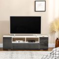 BM-MART High Gloss TV Unit Cabinet for TVs up to 60" with LED Lights, TV Stand with Storage Shelves. 
