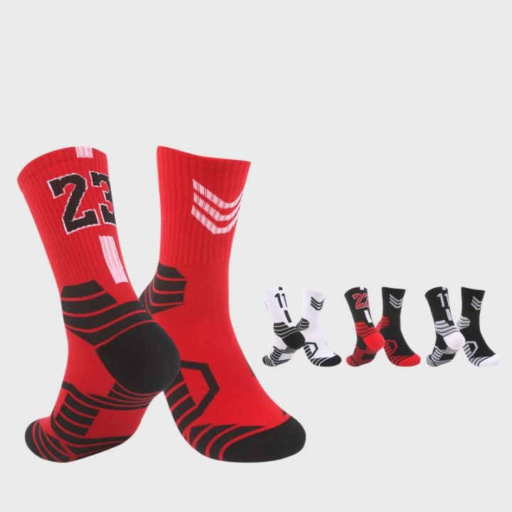 1Pair%20Men's%20Basketball%20Socks,%20Number%20"23"%20Printed%20Fashion%20Sports%20Socks%20-%20Image%202