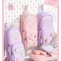 Handheld Backpack Pencil Case Cute Cartoon Dirt Resistant Canvas Three-layer Large Capacity Stationery Bag Storage Bag.