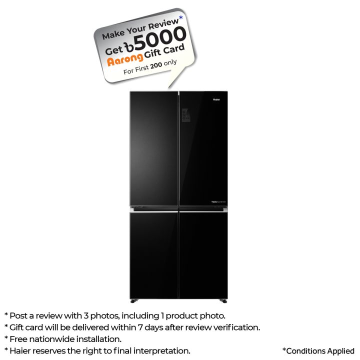 Haier HRF-578TPB Black 522L French T-Door No Frost Refrigerator | Free Delivery