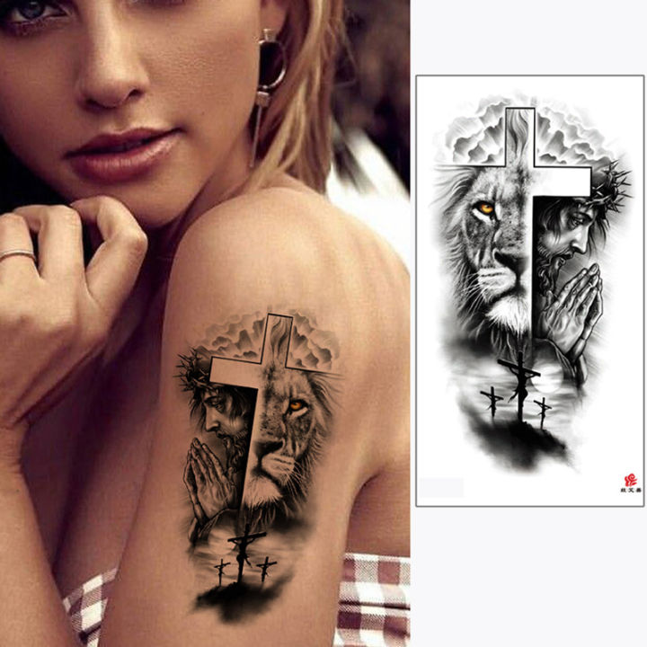 Waterproof%20Temporary%20Tattoos%20for%20Men%20Women%20Animal%20Lion%20Tiger%20Bear%20Tattoo%20Stickers%20Wolf%20Crown%20Body%20Art%20Arm%20Fake%20Tatoo%20-%20Image%202