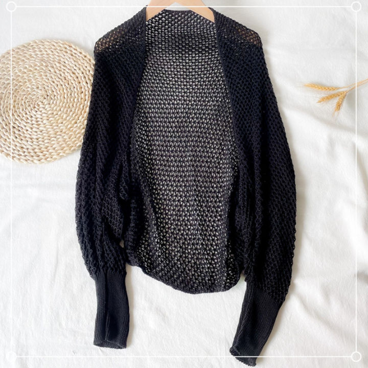 Crochet%20Shrug%20Cardigan%20for%20Women%20Cover%20Up%20Long%20Sleeve%20Sheer%20OpenKnit%20Open%20Front%20Crop%20Sweater%20Casual%20Knitwear%20Beach%20Outfit%20-%20Image%203