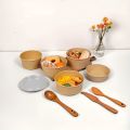 15/30PCS Kraft Paper Bowls Disposable Bowls with Lid Salad Vegetable Soup Kitchen Restaurant Party Snack Storage Supplies. 