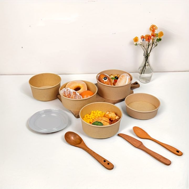 15/30PCS%20Kraft%20Paper%20Bowls%20Disposable%20Bowls%20with%20Lid%20Salad%20Vegetable%20Soup%20Kitchen%20Restaurant%20Party%20Snack%20Storage%20Supplies%20-%20Image%203