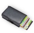 Antitheft Rfid Credit Card Holder Wallets Men Leather Aluminum Box Metal Male Purse Bag Small Cardholder Case Minimalist Wallet 💳 Rfid ( Radio-Frequency IDentification ) RFID wallet for man. 