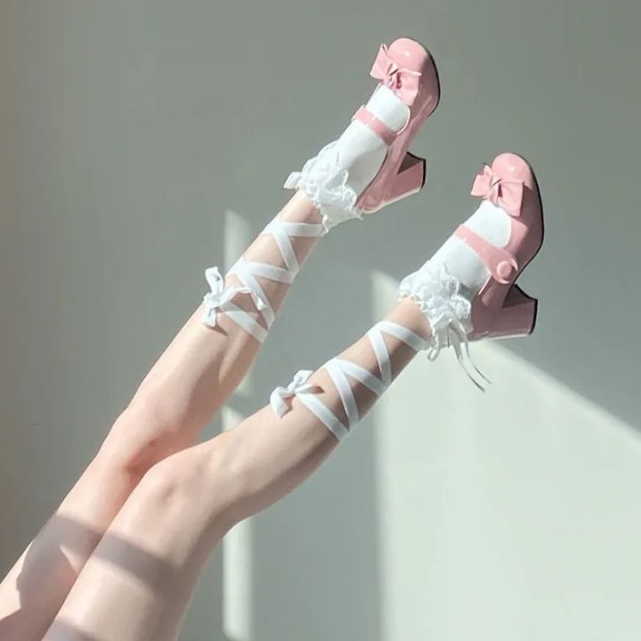Japanese%20Lace%20Cross%20Straps%20Tie%20Leg%20Socks%20Jk%20Women%20Cotton%20%20Stockings%20Socks%20Thin%20Women's%20Middle%20Tube%20Socks%20Party%20Long%20Socks%20-%20Image%202