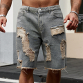 Summer New Men's Fashion Stretch Denim Shorts Retro High Street Style Old Slim Fit Short Jeans Splicing Design Cotton Brand. 