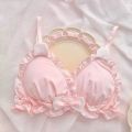Little White rabbit ears girls underwear Japanese girls pure desire small chest thin bra without underwire.