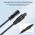 Byscoon Fiber Digital Toslink Extender Cable, Male to Female Optical Audio Extension Cable for Sound Bar/TV/PS4/Xbox.