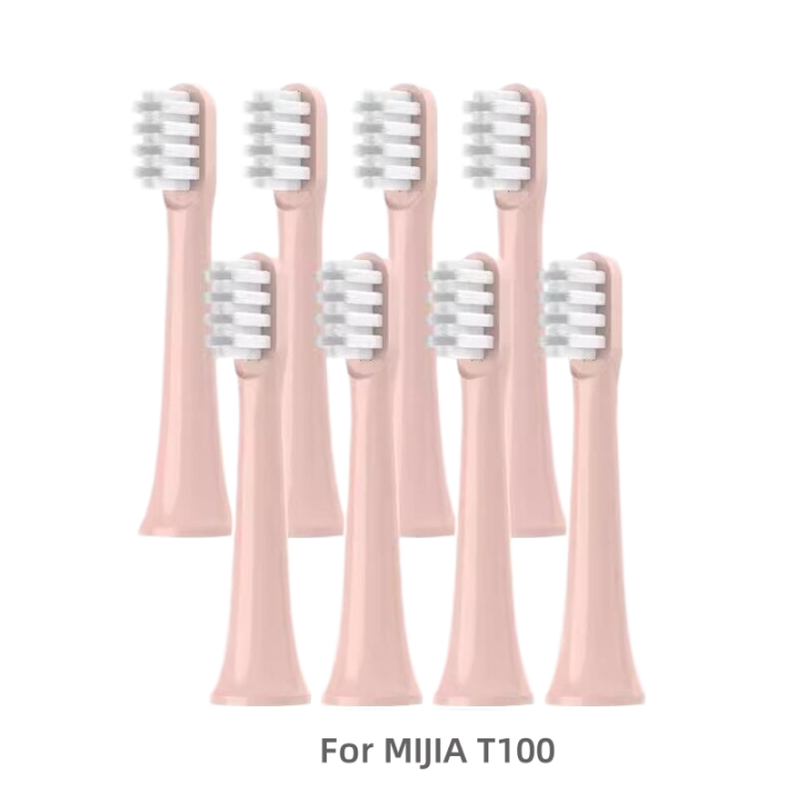 8PCS Toothbrush Replacement Heads for Mijia T100 Mi Smart Electric Toothbrush Replacement Head White/Pink