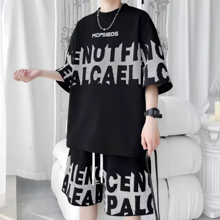 Men's%20fashion%20personality%20letter%20printed%20short%20sleeved%20shorts%20two-piece%20set%20outdoor%20sports%20breathable%20T-shirt%20set%20-%20Image%204