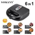 Sokany 6-in-1 Waffle Maker, Grill, Toaster, Sandwich Maker. 