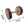 Cute Rabbit Roller Toys Natural Wooden Pine Dumbells Unicycle Bell Chew Toys for Bird Guinea Pigs Rat Small Pet Molars Supplies. 
