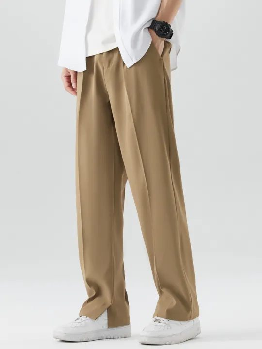 2023%20New%20Summer%20Casual%20Pants%20Men%20Breathable%20Polyester%20Korean%20Fashion%20Semi-Wide%20Banded%20Waist%20Slacks%20Straight%20Loose%20Drape%20Trousers%20-%20Image%203