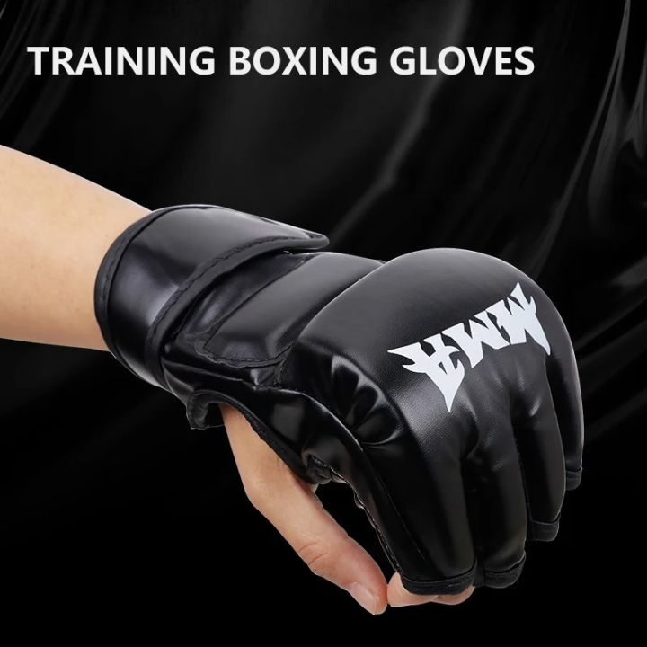 Professional Boxing Gloves Training Half Finger Leather Cushion for