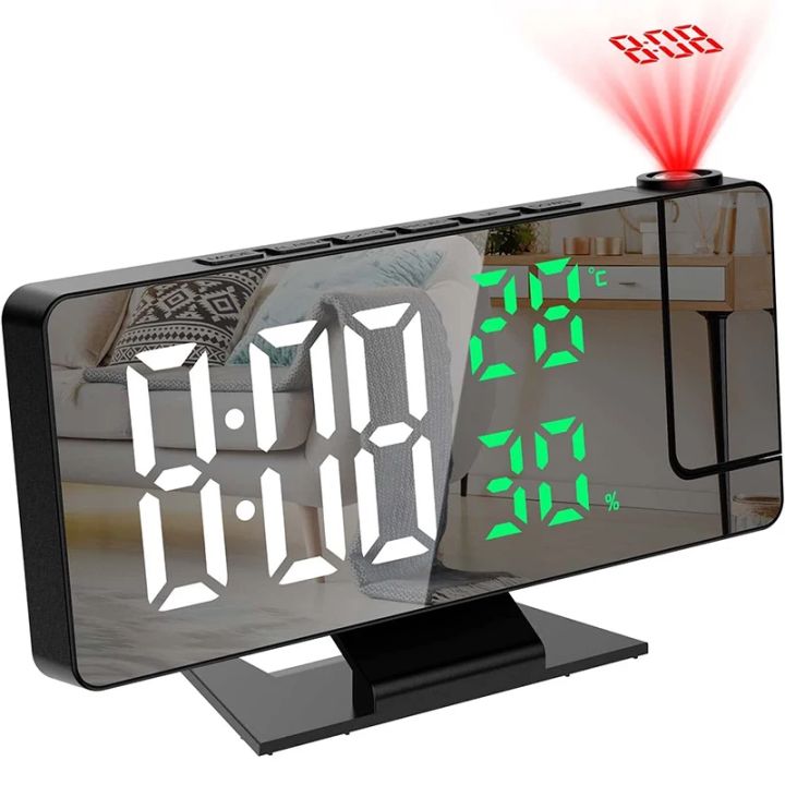 LED Digital Alarm Clock Projection Clock Projector Ceiling Clock with Time Temperature Display