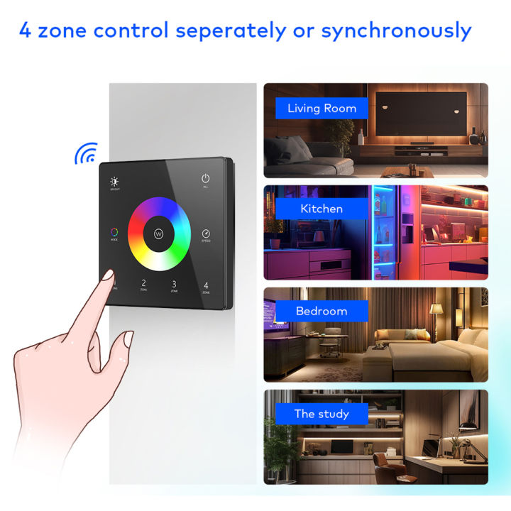 TUYA%20WiFi%205%20In%201%20LED%20Controller%20KIT%20RF%202.4G%20Glass%20Wall%20Mounted%20Touch%20Panel%20RGBCCT%20LED%20Smart%20Dimming%20Control%20DC%2012V%2024V%20Dimmer%20-%20Image%207