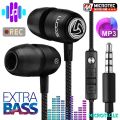 Extra BASS High Quality Earphones 3.5mm Connector with Mic - Super Quality Stereo Earbuds Headset with 3.5mm jack - Stereo Handsfree / Handsfree Extra Bass Headphone Handsfree With Microphone Headphones Wired Earphones Earbuds -JK67. 