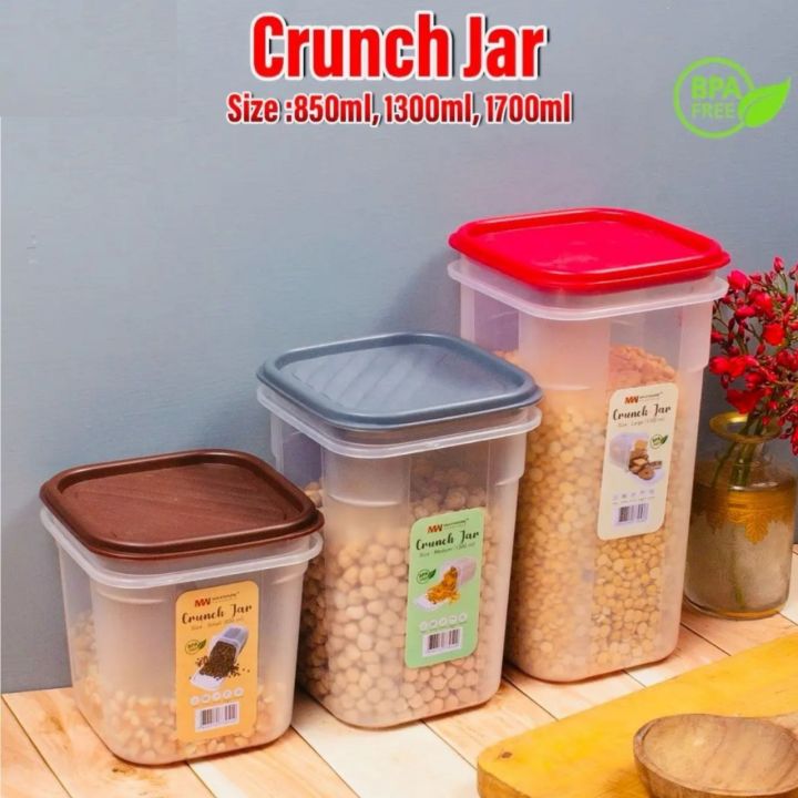 Crunch Jar Airtight container with lid kitchen accessories food storage air tight storage jars canister for snacks dry fruits lentils storage etc