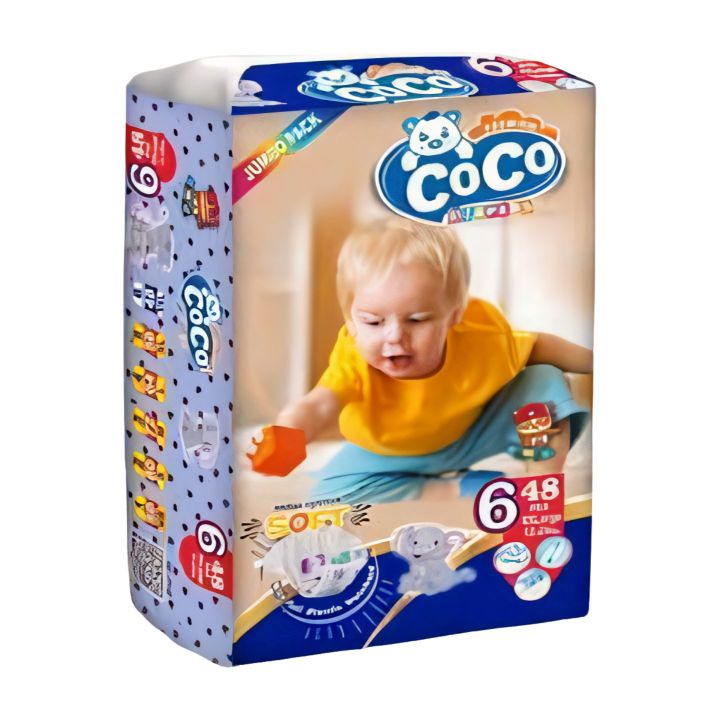 Coco Baby Diapers Size 6 Jumbo Pack (48 Pcs 12-25 Kg)