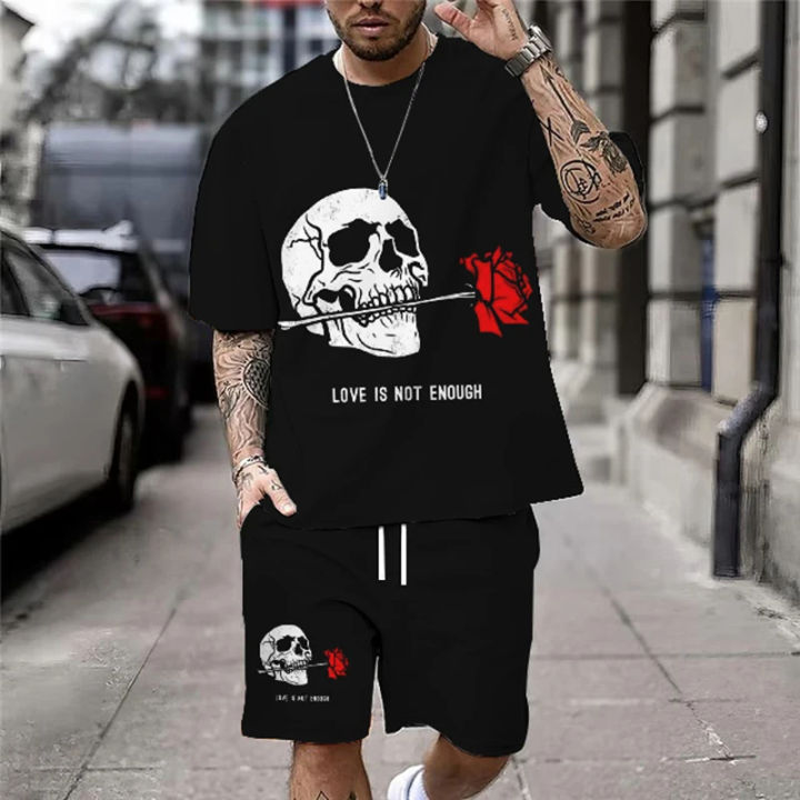 Summer%20New%20Casual%20Men's%20Skull%20Print%20T-Shirt%20Set%20Fashion%20Streetwear%20Tees%20Loose%20Oversized%20Breathable%20Soft%20Short%20Sleeves%20And%20Shorts%20-%20Image%203