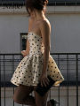 Nibber Dots Print Dress Women Chest Wrap Backless Bow Applique Ruffles Loose Hem 2025 Y2k Trend Streetwear Chic Mini Bodycon. 