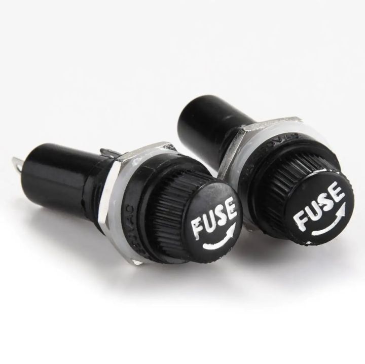 2 Pcs 5x20mm Fuse Holder Panel Mount Fuse Holder Screw Cap Case for Glass Tube Fuses 5 x 20mm 10 Ampere Fuse Holder Plastic Fuses Box for AC 220v