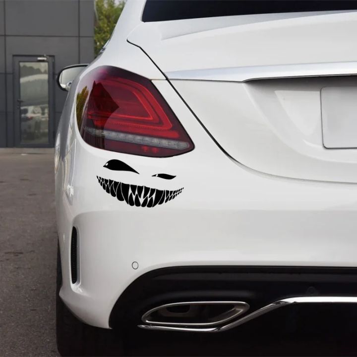 16*8.8cm Car Stickers Devil Slanted Eyes Bad Smile Motorcycle Window Personalized Creative Reflective Car Stickers