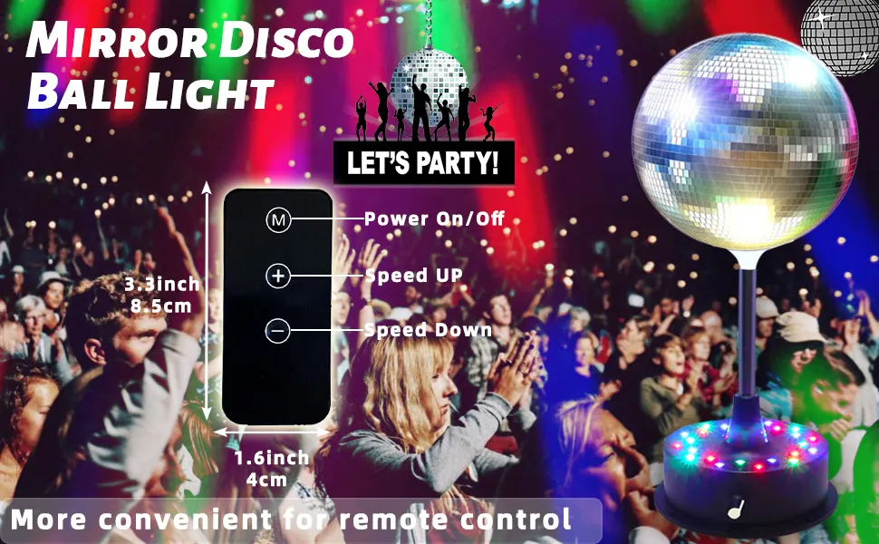 Remote Control 6 Inch Rotating Mirrors Disco Ball Light with 5RPM-9RPM ...
