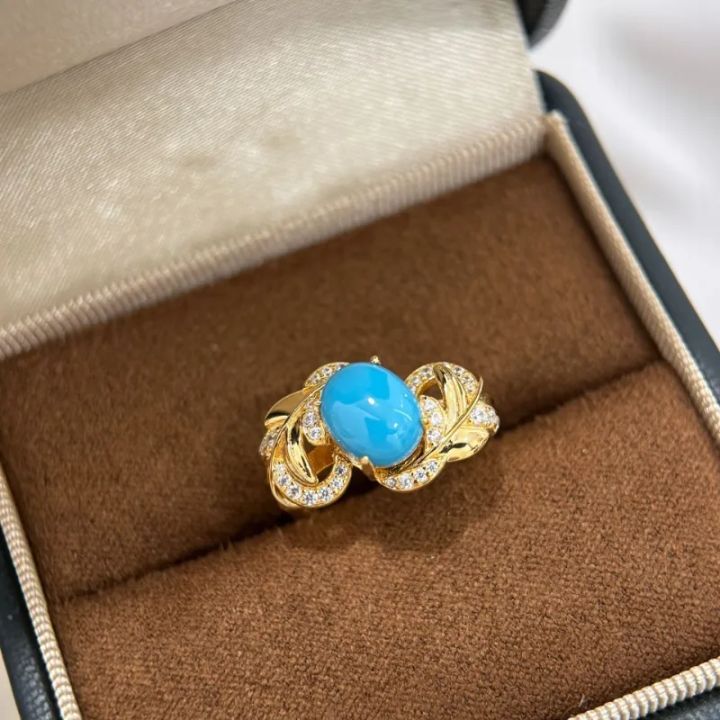 turquoise%20rings%20for%20women%20Classic%20retro%20wave%20hollow%20out%20luster%20light%20luxury%20refreshing%20blue%20oval%20ring%20banquet%20fine%20jewelry%20-%20Image%204