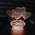 Personalized Heart Shaped 3D Illusion LED Lamp. 