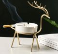 Ashtray Deer 🦌  Gold important Ashtray , Portable Ashtray large capacity Iron metal style  office home a gift idea Gold. 