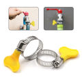 5/10pcs 8-44mm Adjustable Yellow Plastic Handle Hand Twist Hose Clamps Worm Driving  201 Stainless steel Pipe Clips For Tube. 