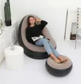 Inflatable lazy armchair PVC flocked folding sofa with pull-on lunch chaise longue set. 