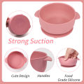 3pcs Silicone Bowl with Lid, Food Spoon Bowl with Suction Cup, Strong Suction Set. 