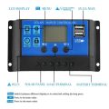 60A/50A/40A/30A/20A/10A 12V/24V Auto Solar Charge Controller PWM Controllers LCD Dual USB 5V Output Solar Panel PV Regulator. 