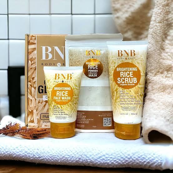 Rice Extract Bright & Glow Kit ( Rice Face Wash + Rice Scrub + Rice Mask )