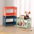 Desktop Double-layer Plastic Storage Rack Office Stationery and Cosmetics Storage Box Kitchen and Bathroom Storage Rack. 