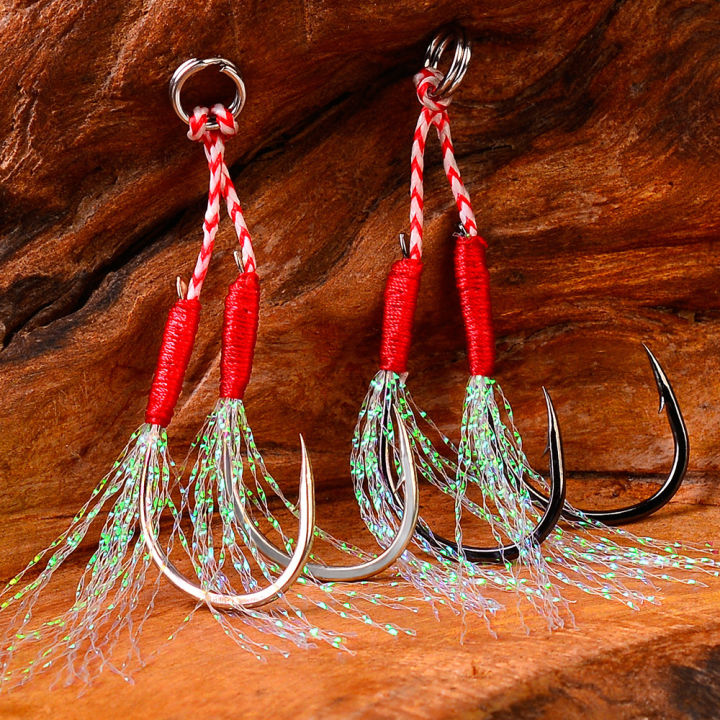 10pair/lot%20Fishing%20Hook%20Jig%20Double%20PairHooks%20Barbed%20Thread%20Feather%20Accessories%20Pesca%20High%20Carbon%20Steel%20Fishing%20Lure%20Slow%20Jigging%20-%20Image%204
