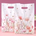 10/20/50pcs Spring Wildflowers Plastic  Bags, Floral Grass Butterfly Design Handheld Bag for Wedding, Mother's Day, Birthday. 