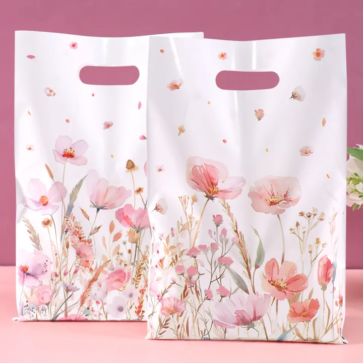 10/20/50pcs%20Spring%20Wildflowers%20Plastic%20%20Bags,%20Floral%20Grass%20Butterfly%20Design%20Handheld%20Bag%20for%20Wedding,%20Mother's%20Day,%20Birthday%20-%20Image%206
