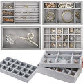 New Jewelry Organizer Velvet Jewelry Storage Tray Display Ring Bracelet Necklace Storage Box Showcase Drawer Organizer Trays.